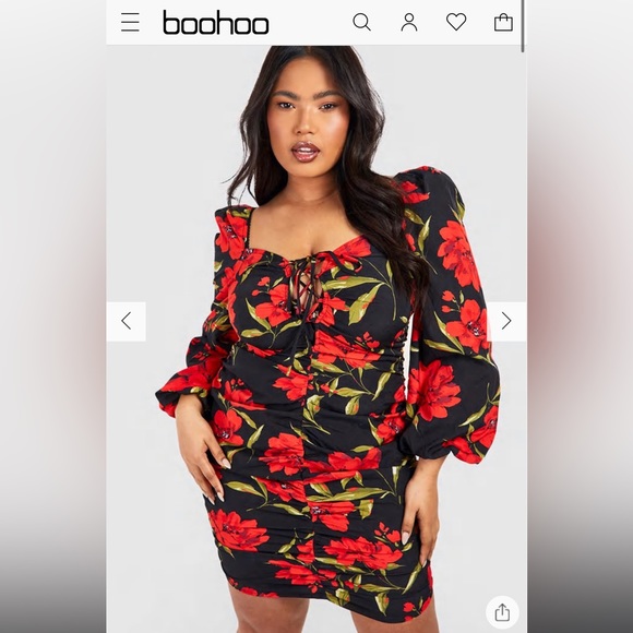 ✨Worn Once✨ Rouched Puff Sleeve Floral Dress - Picture 8 of 8